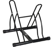 HOMCOM Soporte de Estacionamiento para 2 Bicicletas Garaje Interior Exterior Estable Fácil de Montar Portátil Almohadilla Antideslizante Tubo de Metal 60x54x57 cm Negro
