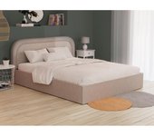 Vente-unique - Canapé abatible de 160 x 200 cm - Tela rizada - Beige - FIREZA II