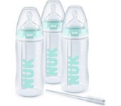 Set 3 biberones First Choice anticólicos (0-6m) Silicona 300ml. Nuk
