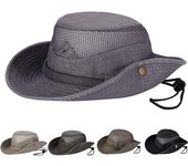 Sombrero para el sol, sombrero de pescador, sombreros de verano, sombrero de pesca plegable con malla transpirable y correa de barbilla ajustable