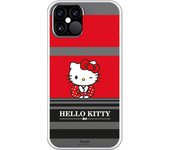 Funda original compatible con iPhone 12 o 12 Pro con un diseño de Hello Kitty Franjas Rojas y Negras
