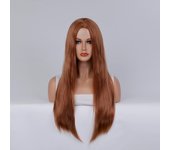 Synthetic Long Straight Cosplay Wig with Middle Part Woman Anime Ombre Hallowmas Lolita Wig Pink Gold Red Heat Resistant Hair