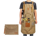 Delantal de Trabajo de Lona Encerada para Hombres y Mujeres - Bolsos y Pulseras - Hebilla de Liberación Rápida - Ajustable