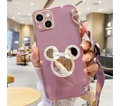 Bling Makeup Mirror Holder Bracelet Strap Lanyard Phone Case For iphone 15 14 12 Pro Max  11 13 X XS XR Cover