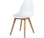 ORION91 Silla ARA Color Blanco y Patas Haya 46x55x83 cm Comedor Oficina Salón Teletrabajo Cocina - SpazioLuzio
