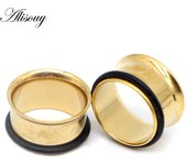 1pc 2mm-25mm Stainless Steel Ear Plugs Tunnels Rose Gold Color Screwed Earrings Expander Earlet Gauges Body Piercings Jewelry