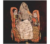 Panel decorativo del museo, listo para colgar. Schiele Egon-Padre con dos hijos (la madre)-Cm 100x100
