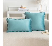 Velvet Throw Pillow Cover with Cute Pompom 30x50cm 45x45cm 50x50cm European Luxury Cushion Case for Christmas Gift Pillow Cover