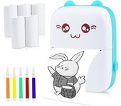 Mini Thermal Printer, Bluetooth Label Maker, Portable Label Printer Compatible with Android and iOS (Blue)