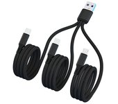 Multiusos 3 en 1 Tipo C Cable USB Carga Rápida Transferencia de Datos [ 120 cm ] Cada cable de carga de Rama-Lo mejor para Office Game Travel Car Home (Negro)