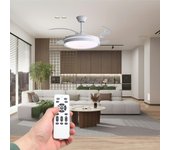 HYBEC - Ventilador de techo con luz LED Regulable, Motor DC Silencioso y 6 Velocidades – Función Inversa Verano/Invierno y Mando a Distancia