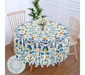 1PC Round Tablecloth with Floral Plant Waterproof Colored Dining Table Cover Multi-purpose 63 inch Sunflower Tablecloth