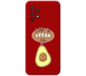 Tumundosmartphone Funda Silicona Líquida Roja para Samsung Galaxy A32 4G diseño Vegan Life Dibujos