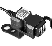 12-24V Motorcycle USB Phone Charger, Dual Port USB Motorcycle Phone Charger with Voltmeter ON/Off , Waterproof Accessories
