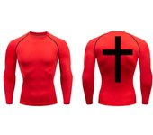 Cross Back Print Compression Shirts for Men Quick Dry Tees Tshirts Tops Gym Workout Running Undershirts Baselayers Rash Guard
