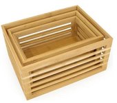 Bloom Store-Organizador de cocina de bambú – Caja de almacenaje ecológica para el armario de la cocina, la estantería o la encimera – Caja multiusos para alimentos – Juego de 3 – color natural