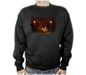 MERCHANDMANIA SUDADERA NEGRA Vela Iluminado Luz Altar Pagano Wicca Magia adulto poliester algodón sweatshirt brujas vampiros magos