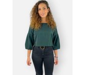 Blusa SINTY corta satinada con manga abullonada y cuello redondo Ref: SI-130022