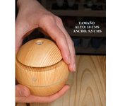 Humidificador Mini Difusor de Aceites Esenciales efecto Madera Purificador Ultrasónico con luces LED de colores