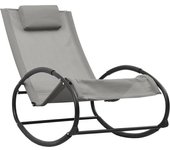 vidaXL Tumbona con almohada acero y textilene Negro, Gris, Crema Sillas de Exterior Ideal para jardín, playa, piscina, terraza Tumbona Piscina Tumbonas Playa Tumbonas Jardín Exterior
