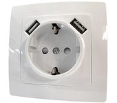 BASE SCHUCKO + 2 TOMAS USB 2 X 2.1 A EMPOTRABLE BLANCA ELECTRO DH