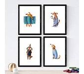 Nacnic - Set de 4 Láminas de Perros Divertidos en Poster Papel 250 Gr - Marcos de Fotos y Arte de Pared