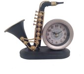 SIGNES GRIMALT Reloj Saxofón Vintage Negro de Metal | Decoración Hogar Toque Rústico