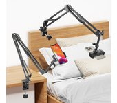 Soporte de teléfono móvil para Cámara, Teléfono y Smartphones with Brazo Flexible para iPhone 16 15 14 13 11 Pro MAX, Plus, Mini XS XR X 8 7, Otras Smartphones - Negro