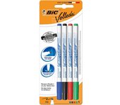 Bic velleda 1721 pack de 4 rotuladores para pizarra - punta fina - trazo de 1.6mm - borrado optimo - colores surtidos