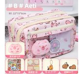 Cartoon Pink Capybara Pencil Storage Bag Kawaii Pencil Box Large Capacity Pencil Case School Stationery Case Makeup Bag Kid Gift