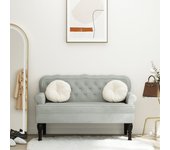 vidaXL Banco con respaldo terciopelo gris claro 119,5x64,5x75 cm