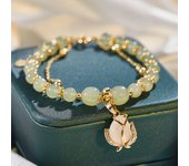 New Exquisite Elegant Opal Tulip Flower Bracelet for Women Light Luxury Imitation Jade Stone Beads Bracelet Fashion Jewelry Gift