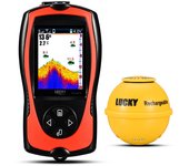LUCKY Rechargeable Fish Finder FF1108-1CWLA/CT Wireless Sonar Sensor Fishing Finder Color Display Max 45M Water Depth