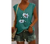 Summer Women 5 Color Ladies Fashion Floral Print Casual Tank Top Loose Sleeveless Tank Top V Neck Female T Shirt