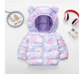 Winter New Boys Girls Thick Jacket Cartoon Bear Glossy Antifouling Lining Plus Velvet Keep Warm Hooded Snowsuit For 2-6 Years
