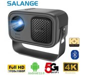 Salange P28A MINI Projector Android 11 Smart TV BT5.0 WIFI Sync Phone Screen Electronic Focus Portable Home Theater 1080P Via HD