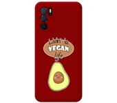 Funda Silicona Líquida Roja para Oppo A16 / A16s diseño Vegan Life Dibujos