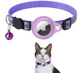 Cat AirTag Holder Collar Breakaway Reflective Strips Adjustable Kitten Collar Waterproof Cat Bell Collar Pet Air Tag Case