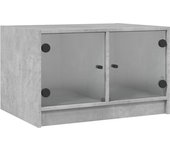 vidaXL Mesa de centro con puertas de vidrio 68x50x42 cm Blanco, Negro, Roble Sonoma Mesita de Salón o Comedor o Auxiliar Mesa de Café Meuble Salón