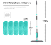 Escoba Mágica de Limpieza de Piso con Almohadillas de Microfibra Rotación de 360°, Mopa Plana, Hecho en DR-FE122