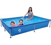 Piscina desmontable AVENLI Rectangular de ±228cm x 159cm x 42cm. Capacidad de agua (90%): 1287L. Instalación fácil y  rápida sin herramientas.  Acero tecnológico anticorrosión.  El material Lam Tech proporciona seguridad y  durabilidad en las paredes.