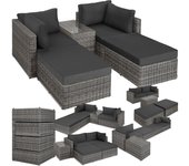 Tectake - Conjunto de ratán San Domino con estructura de aluminio, Mueble de exterior de grandes dimensiones, Trenzado de calidad óptima de poliratán resistente a los rayos UV, Bastidor robusto de aluminio ligero