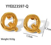 Encanto Pendientes de acero inoxidable de verano con combinación DIY de 26 letras irregulares y gordas , accesorio de joyería chapado en oro, material A-Z letras gruesas