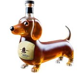 Botella de whisky con forma de perro salchicha, vaso de whisky con forma de perro salchicha esculpido en 3D, decantador de vino tinto único para amantes del whisky y los perros (A)