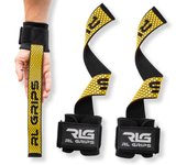 RL Grips® Straps Gym con Muñequera para Levantamiento de Pesas y Powerlifting - Correas de Agarre para Espalda con Protección de Muñeca - Agarraderas de Gimnasio para Peso Muerto y Culturismo