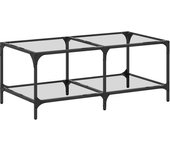vidaXL Mesa de centro superficie de vidrio acero 98,5x50x40 cm Transparente, Negro, Mesita de Salón o Comedor o Auxiliar Mesa de Café Meuble Salón