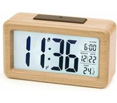 Reloj despertador digital de madera, reloj despertador LED, reloj digital sin tictac con visualización de fecha, temperatura y función de repetición