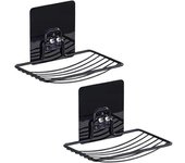 Verde Barra de Acero Inoxidable Jabonera para Ducha Baño Bañera Fregadero de la Cocina - Negro 2 Piezas