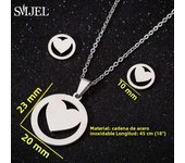 SMJEL Stainless Steel Love Heart Necklaces Women Girls Golden Jewelry Sets Simple Wedding Wave Heart Earrings 2022 Wholesale