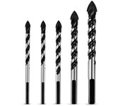 Juego de 5 Brocas multimaterial para azulejos, Hormigón, Ladrillo, Vidrio, plástico y Madera, de carburo de tungsteno para la comparación de ladrillo.